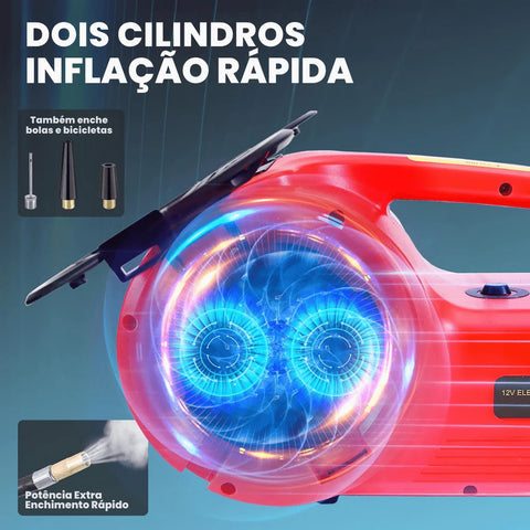 Kit de Macaco Elétrico Multifuncional 3 em 1 com Chave de Impacto, Compressor de Ar e Luz LED - LiftForce™ 5 Toneladas 12V