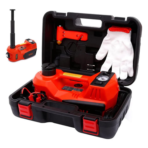 Kit de Macaco Elétrico Multifuncional 3 em 1 com Chave de Impacto, Compressor de Ar e Luz LED - LiftForce™ 5 Toneladas 12V